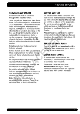 REPLACEMENT to Service Interval Plan