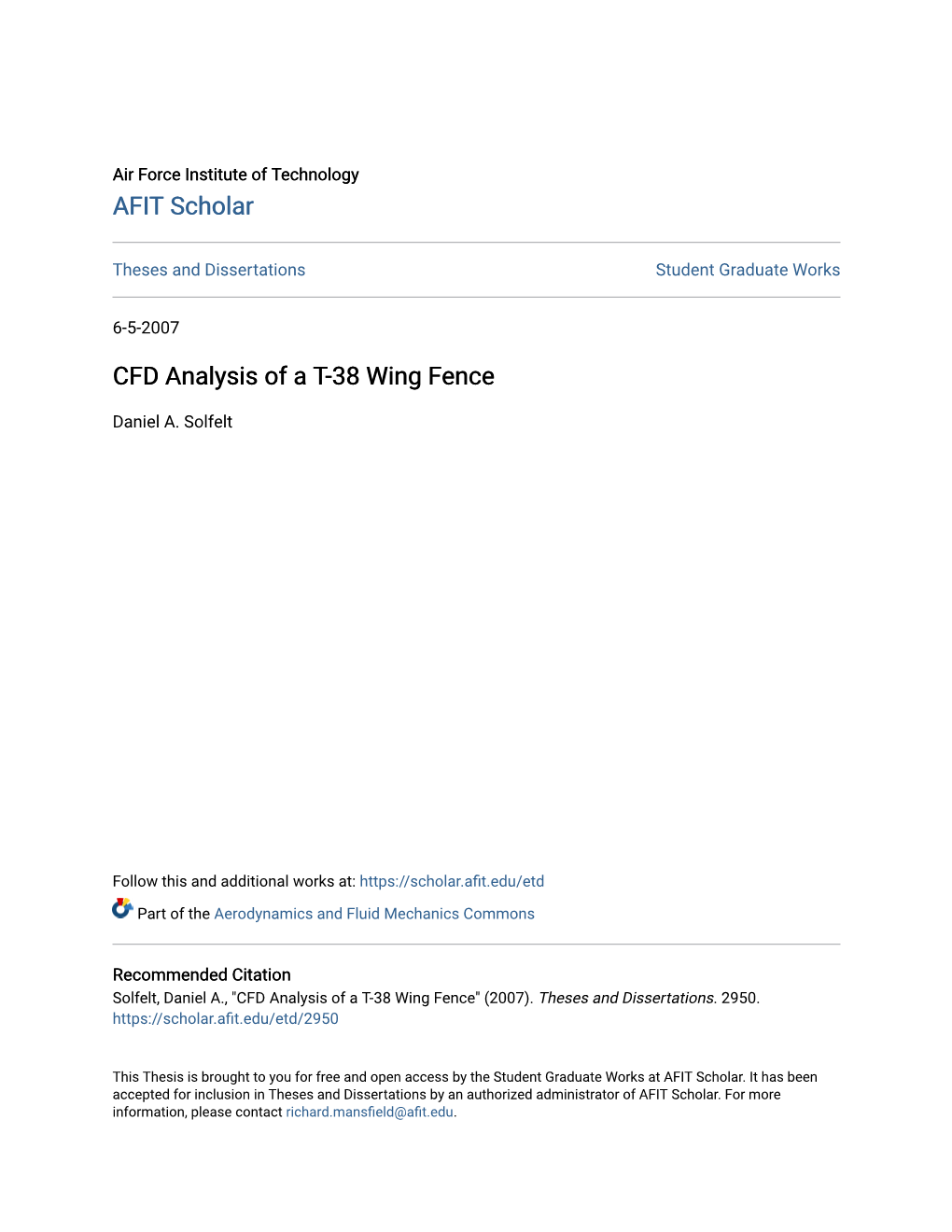 CFD Analysis of a T-38 Wing Fence