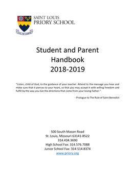 Student and Parent Handbook 2018-2019