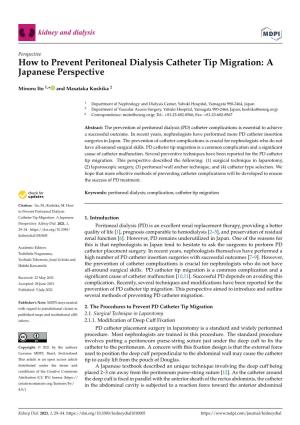 How to Prevent Peritoneal Dialysis Catheter Tip Migration: a Japanese Perspective