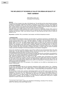 The Influence of the Moselle Valley on Urban Air Quality at Trier / Germany