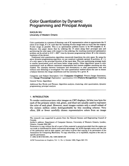 Color Quantization Programming and by Dynamic Principal Analysis