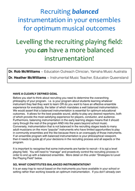 Recruiting Balanced Instrumentation in Your Ensembles for Optimum