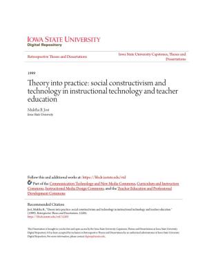 Social Constructivism and Technology in Instructional Technology and Teacher Education Muktha B