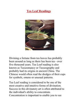 Tea Leaf Readings
