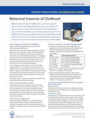 Behavioral Insomnia of Childhood