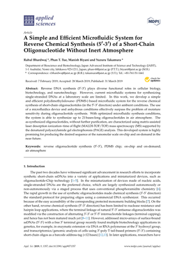 Of a Short-Chain Oligonucleotide Without Inert Atmosphere