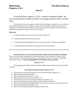 Bible Study the Book of Hosea Chapters 2 & 3