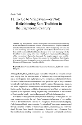 Refashioning Sant Tradition in the Eighteenth Century