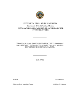 Universita' Degli Studi Di Messina
