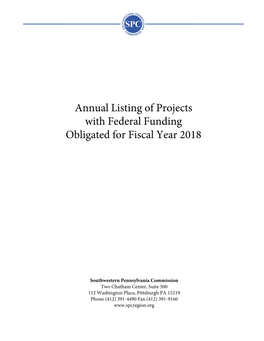 Annual Listing of Highway Projects with Federal Funding Obligated For
