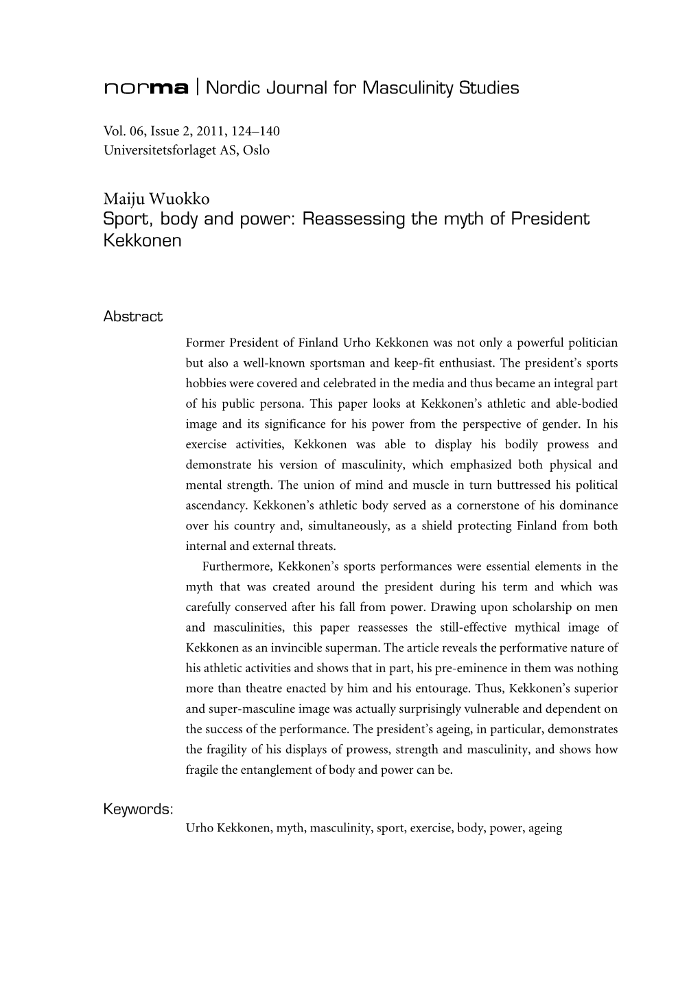 Reassessing the Myth of President Kekkonen