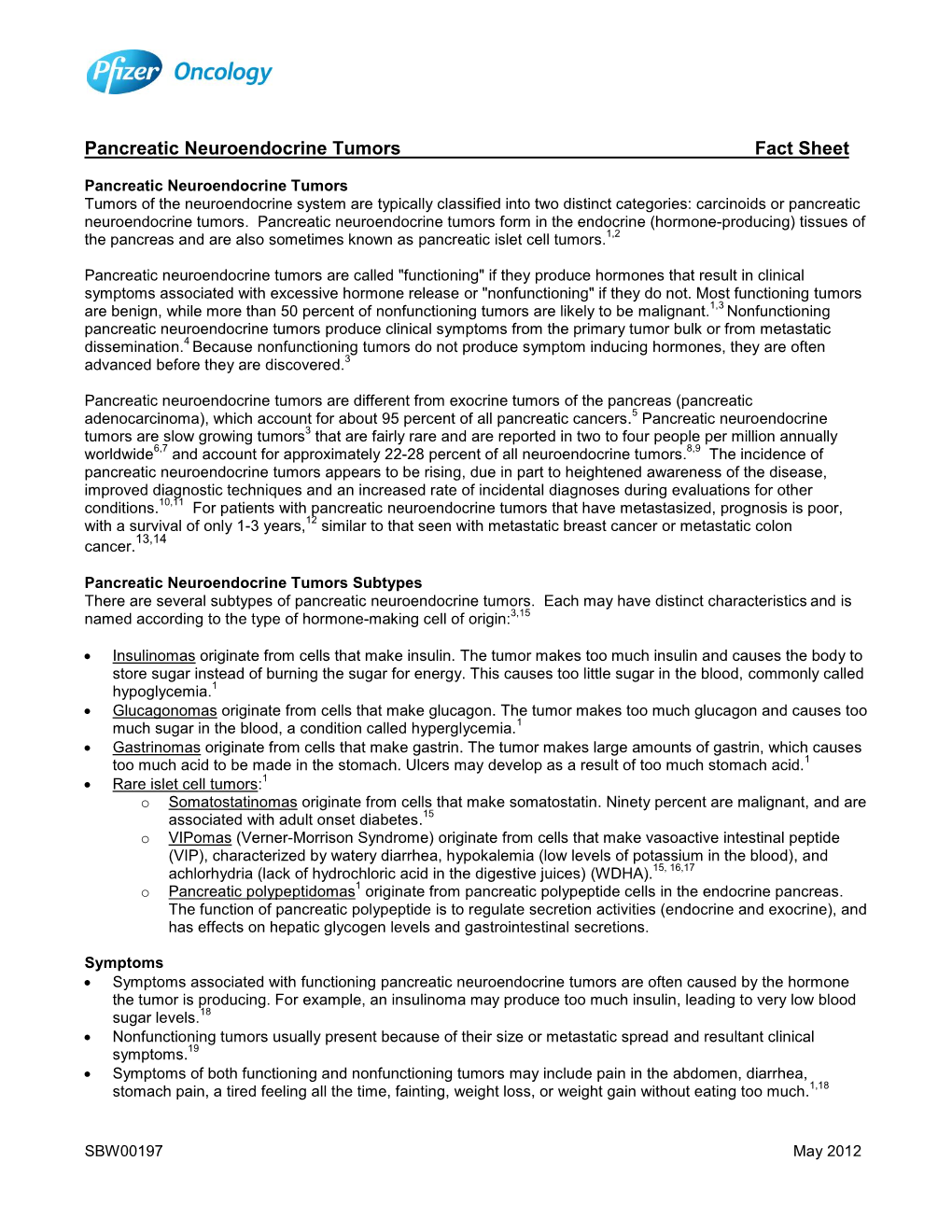 Pancreatic Neuroendocrine Tumors Fact Sheet