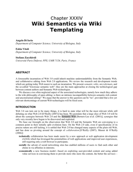 Wiki Semantics Via Wiki Templating