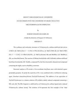 Group 2 Organometallic Chemistry