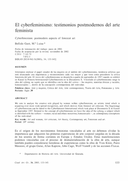 El Cyberfeminismo: Testimonios Postmodernos Del Arte Feminista