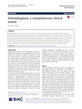 Achondroplasia: a Comprehensive Clinical Review Richard M