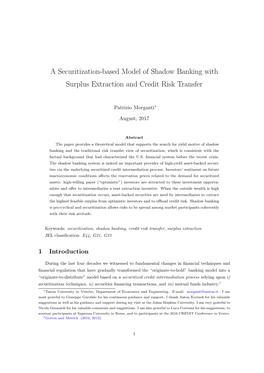 A Securitization-Based Model of Shadow Banking with Surplus Extraction and Credit Risk Transfer