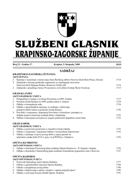 Sadržaj Krapinsko-Zagorska Županija Akti Župana 1