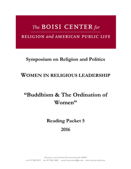 “Buddhism & the Ordination of Women”