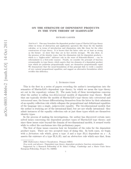 On the Strength of Dependent Products in the Type Theory of Martin-L\" Of