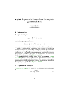 Expint: Exponential Integral and Incomplete Gamma Function