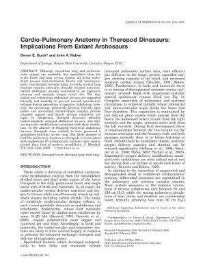 Cardio-Pulmonary Anatomy in Theropod Dinosaurs: Implications from Extant Archosaurs