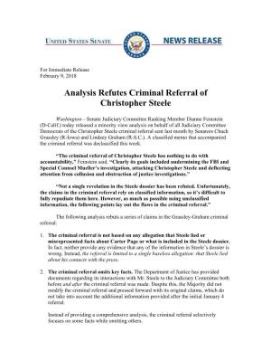 Analysis Refutes Criminal Referral of Christopher Steele