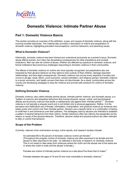 Intimate Partner Abuse