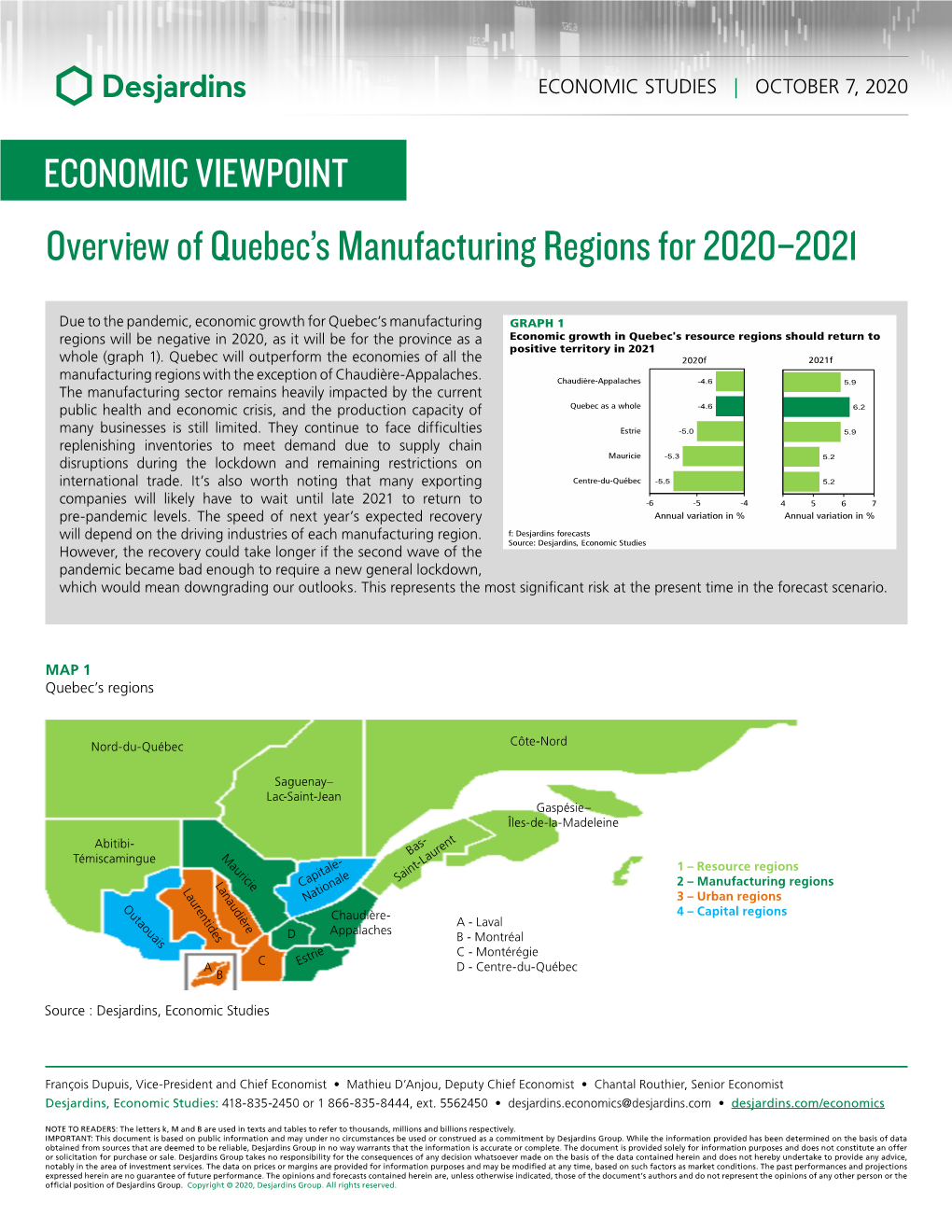 Overview of Quebec's Manufacturing Regions for 2020–2021