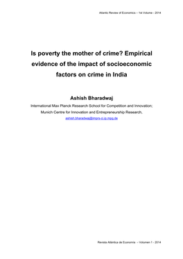 Empirical Evidence of the Impact of Socioeconomic Factors on Crime in India
