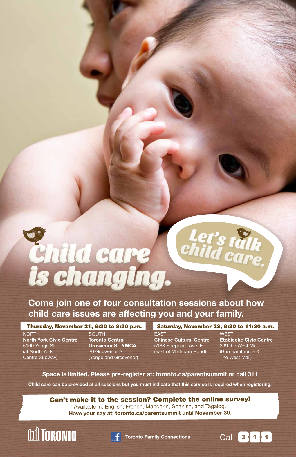 Come Join One of Four Consultation Sessions About How Child Care Issues Are Affecting You and Your Family