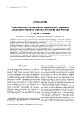 The Evidence for Exercise-Induced Inflammation in Intermittent Claudication: Should We Encourage Patients to Stop Walking?