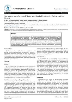 Mycobacterium Abscessus Urinary Infection in Hypertensive Patient: a Case Report B