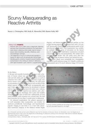 Scurvy Masquerading As Reactive Arthritis