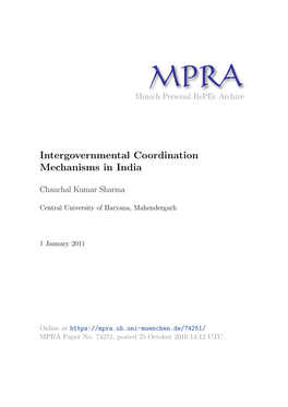 Intergovernmental Coordination Mechanisms in India