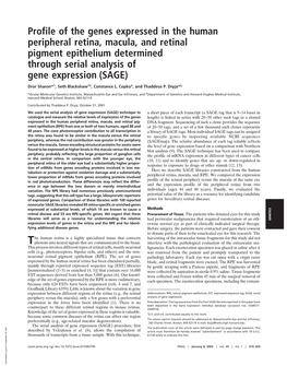 Profile of the Genes Expressed in the Human Peripheral Retina, Macula, and Retinal Pigment Epithelium Determined Through Serial Analysis of Gene Expression (SAGE)