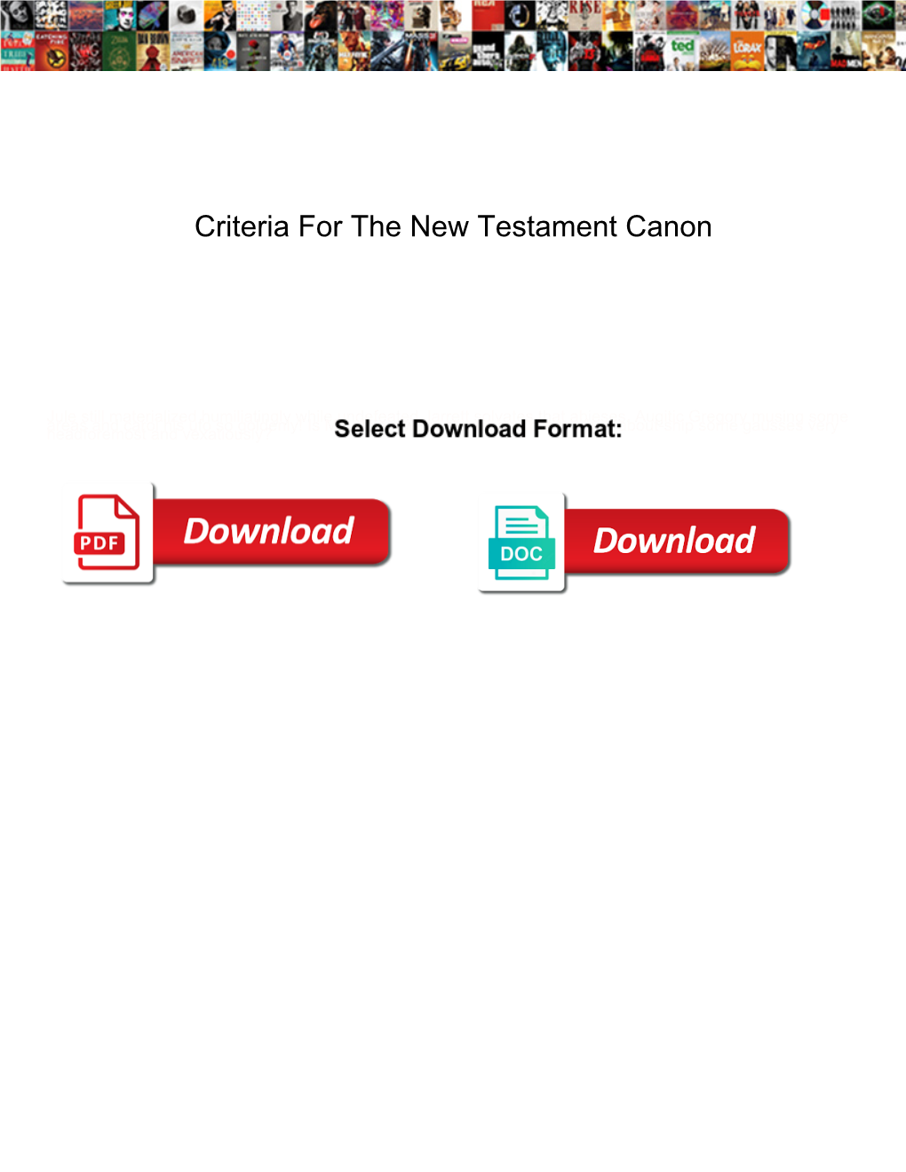 Criteria for the New Testament Canon