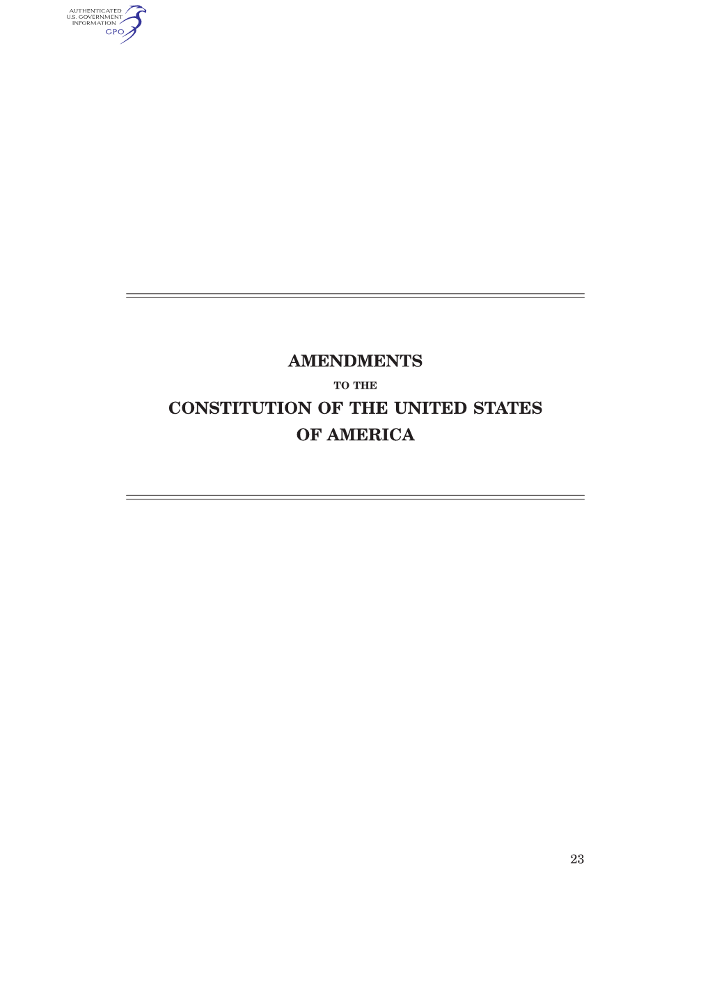 Amendments Constitution of the United States of America