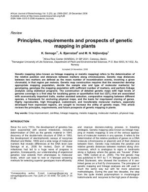 Principles, Requirements and Prospects of Genetic Mapping in Plants