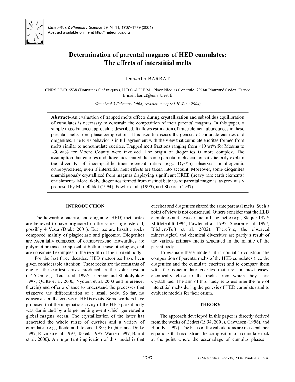 Determination of Parental Magmas of HED Cumulates: the Effects of Interstitial Melts