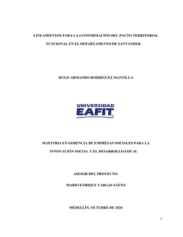 Lineamientos Para La Conformación Del Pacto Territorial Funcional En El Departamento De