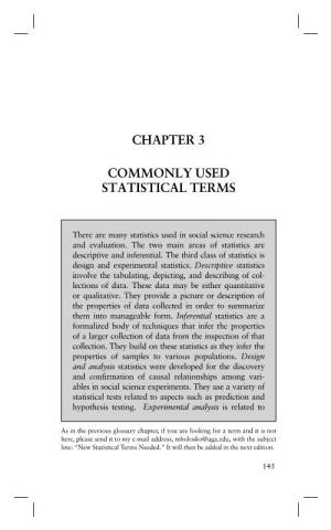 Chapter 3 Commonly Used Statistical Terms