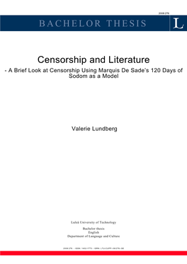BACHELOR THESIS Censorship and Literature