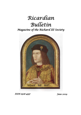 Ricardian Bulletin Is Produced by the Bulletin Editorial Committee, Printed by Micropress Printers Ltd