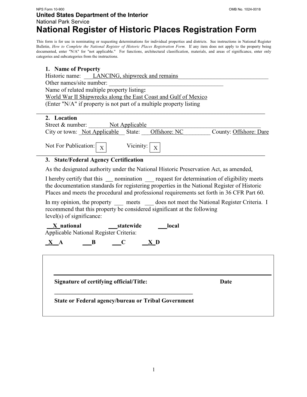 National Register of Historic Places Registration Form