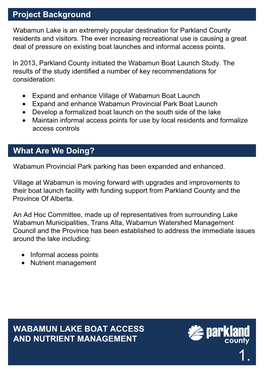 Wabamun Lake Boat Access and Nutrient Management
