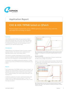 CHO & HEK-TRPM8 Tested on Qpatch