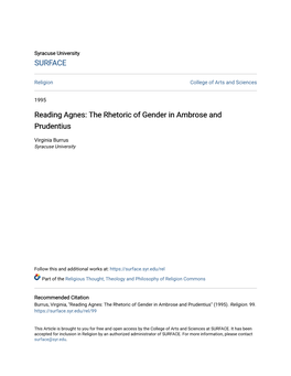 Reading Agnes: the Rhetoric of Gender in Ambrose and Prudentius