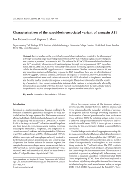 Characterisation of the Sarcoidosis-Associated Variant of Annexin A11
